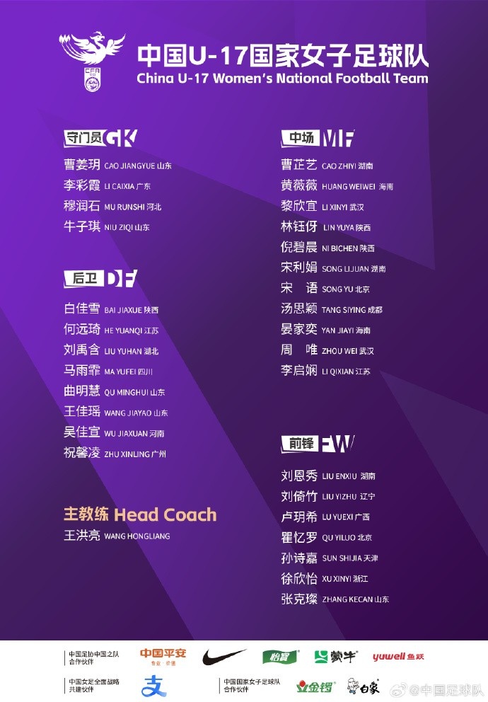 U17女足30人將在蘇州集訓(xùn)備戰(zhàn)世界杯，姜寧、朱挺擔任訓(xùn)練員